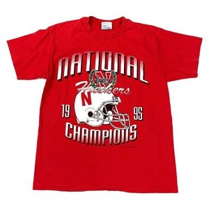 Vtg 90s Hanes Retro Nebraska Huskers T-Shirt Boys